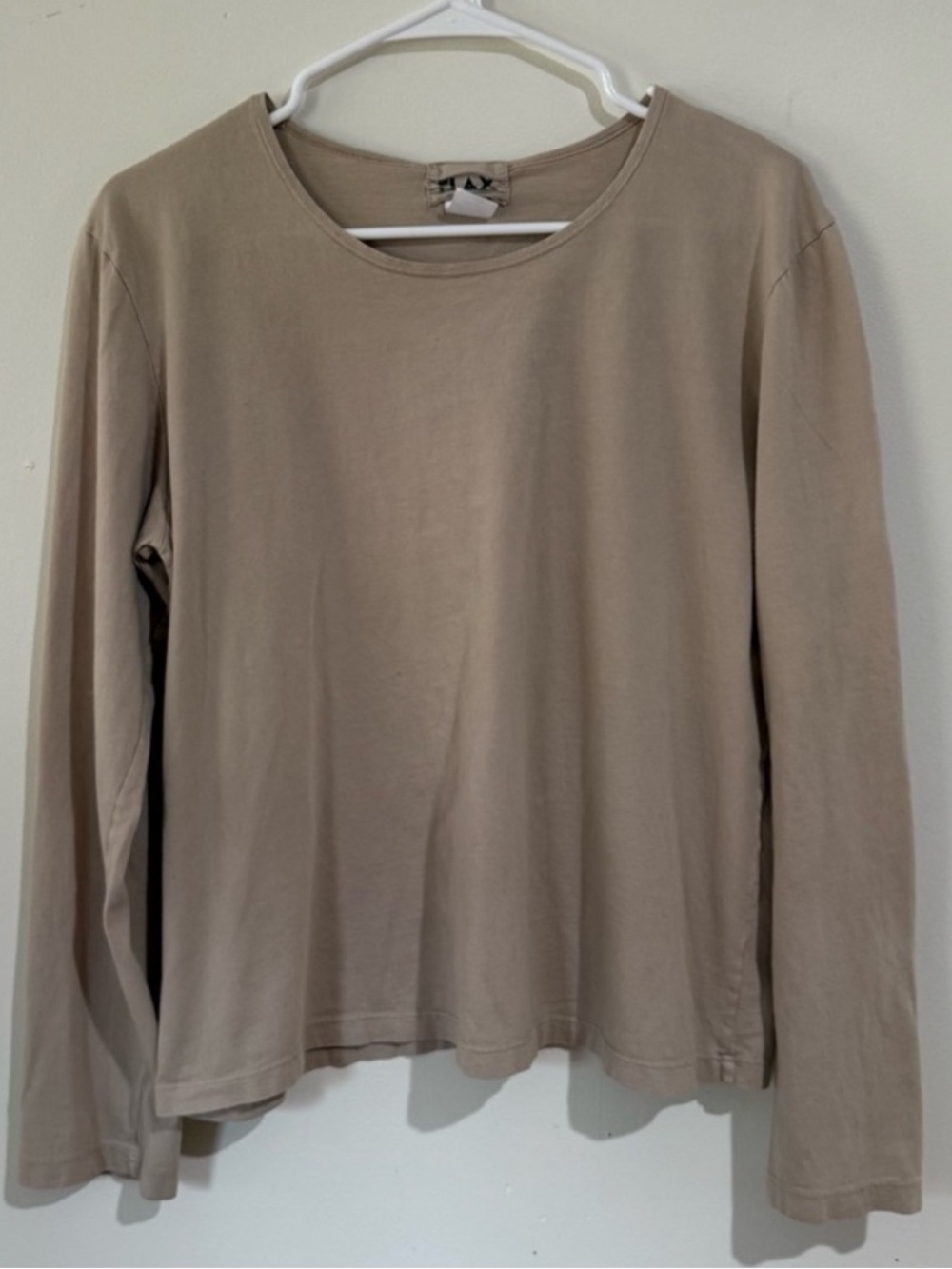 Flax Beige Long Sleeve Cotton Tee size Large